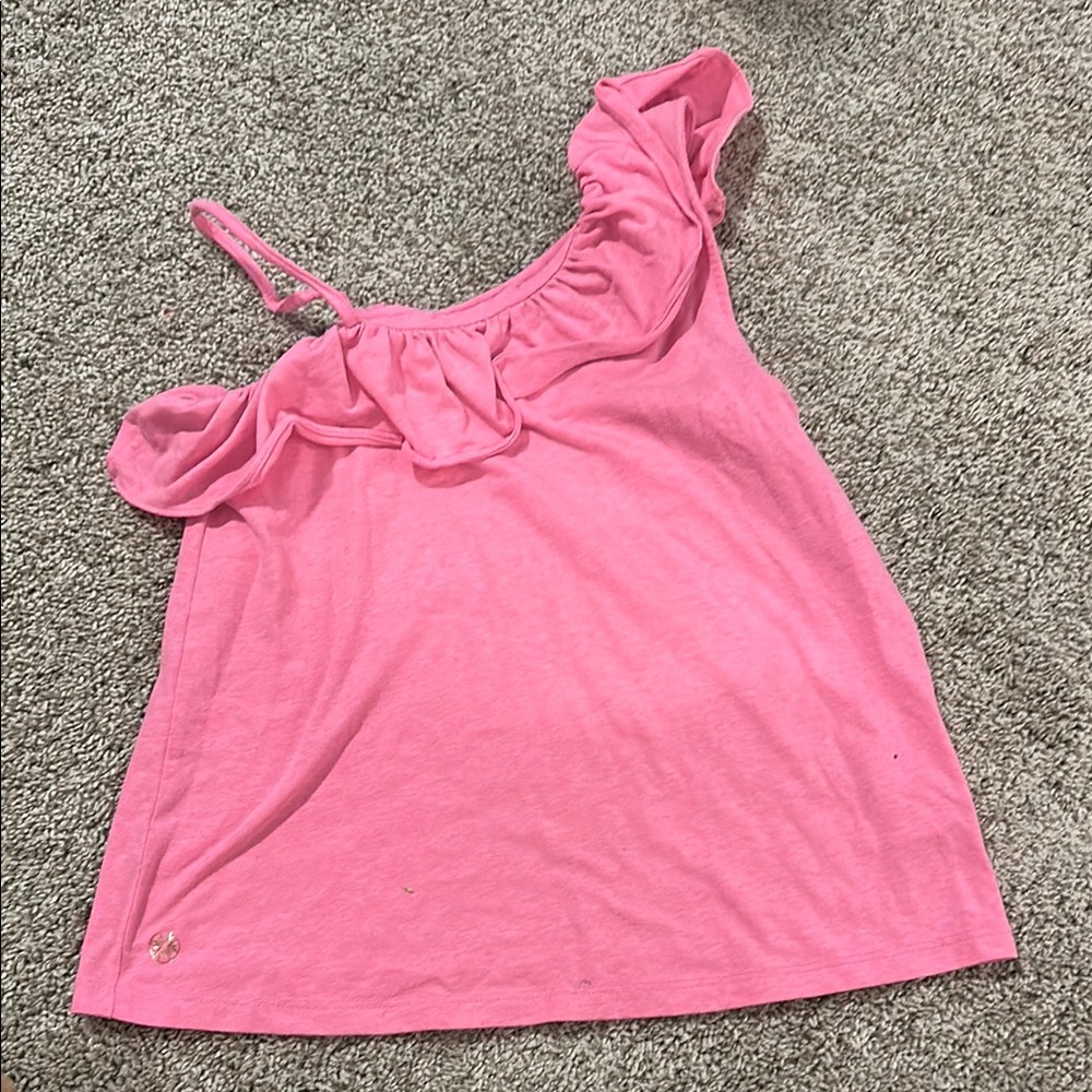 Pink Ruffled One-Shoulder Top - Picture 2 of 3